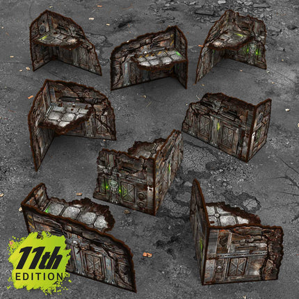 Pre-painted Foldable L-Shaped Ruins 11th edition (Pack x8)