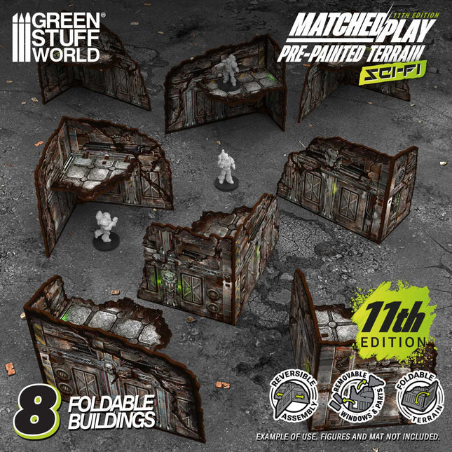 Pre-painted Foldable L-Shaped Ruins 11th edition (Pack x8)