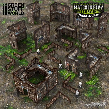 Pre-Painted Foldable Matched Play terrain pack - Sci-fi