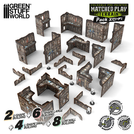 Pre-Painted Foldable Matched Play terrain pack - Sci-fi
