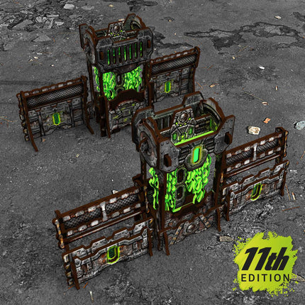 Pre-painted Power Generator and Defensive Barricades 11th edition