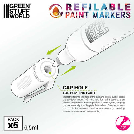 Refillable markers - 2mm (pack x5)