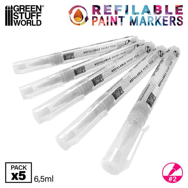 Refillable markers - 2mm (pack x5)