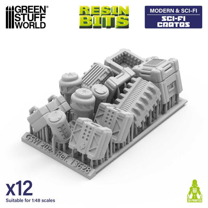 3D Printed Sci-fi Crates 1:48