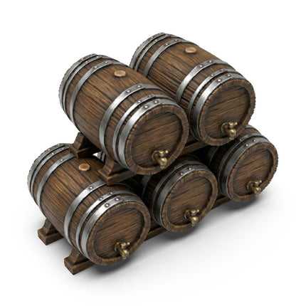3D Print Set - Stackable wooden barrels 1:35
