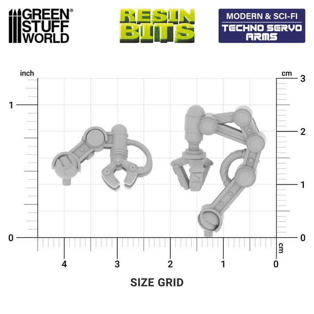 GroeneStuffWorld 3D-geprinte Techno Servo Arms 1:48 model, gedetailleerd en geschikt voor technische schaalmodellen