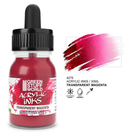 Acrylic Inks - Transparent Magenta 30ml