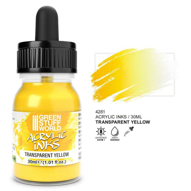Acrylic Inks - Transparent Yellow 30ml