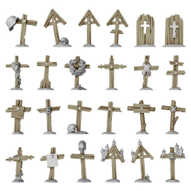 3D Printed - Fantasy - Trench Wooden Crosses 1:48/1:35