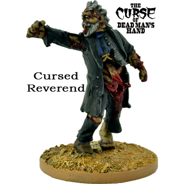 Miniatuur van de Cursed Reverend uit Dead Man's Hand, een undead figuur met gedetailleerde vervallen kleding en sinistere uitstraling.