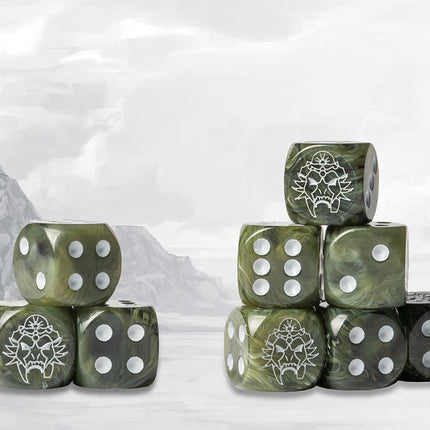Wadrhun Dice Logo on green marbled - 24 pc