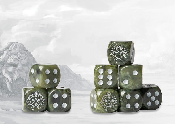 Wadrhun Dice Logo on green marbled - 24 pc