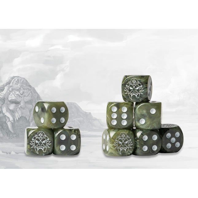 Wadrhun Dice Logo on green marbled - 24 pc
