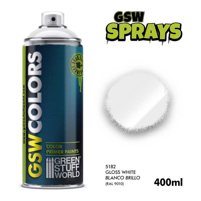 Spray Primer Colour Gloss White 400ml