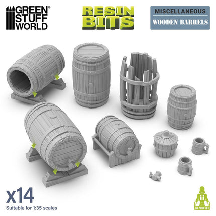 3D Print Set - Wooden barrels 1:35