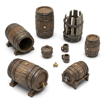 3D Print Set - Wooden barrels 1:35