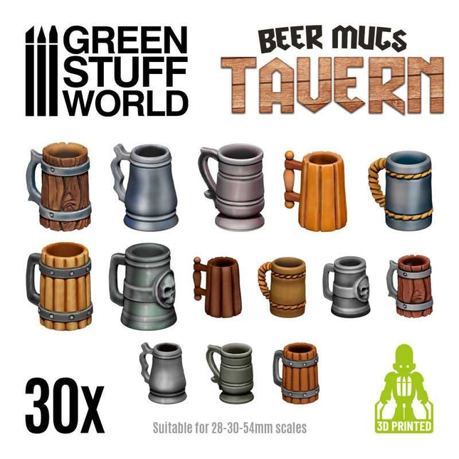30 Bierpullen en glazen taverne (resin)