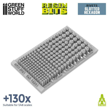 3D print Slotted Hexagon Rivets