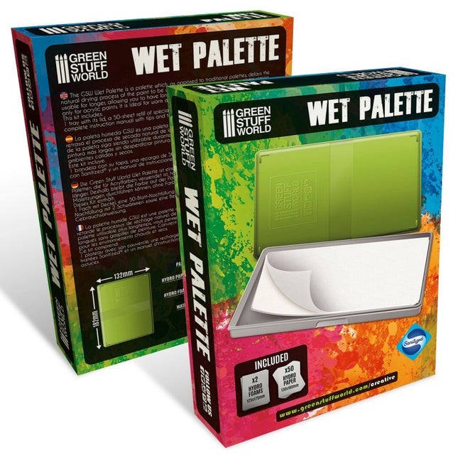 Wet Palette for Acrylic Painting Paper Palette with Pen Wash Box- Premium Wet Palette for Miniatures Paintwith 50 Palette Paper Sheets & 1Wet