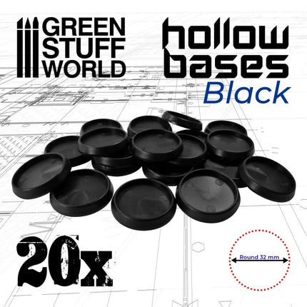32mm zwarte holle bases (20st)