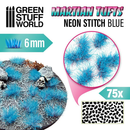 Martian Tufts Neon Stitch Blue 6mm