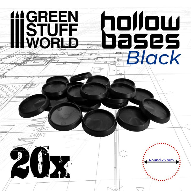 25mm zwarte holle bases (20st)