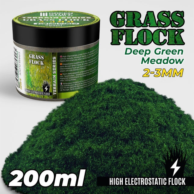 Deep green meadow static grass flock 2-3mm 200ml