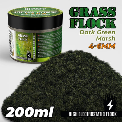 Dark green marsh Static grass flock 4-6mm 200ml