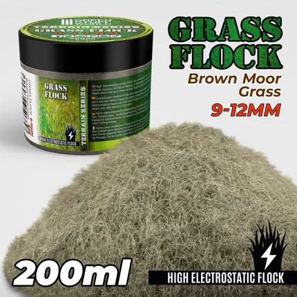 brown moor static grass flock 9-12mm 200ml