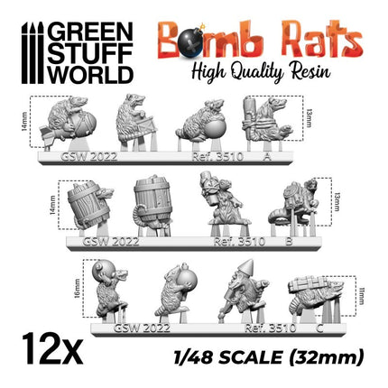 Bomb rats (12st) resin ongeverfd