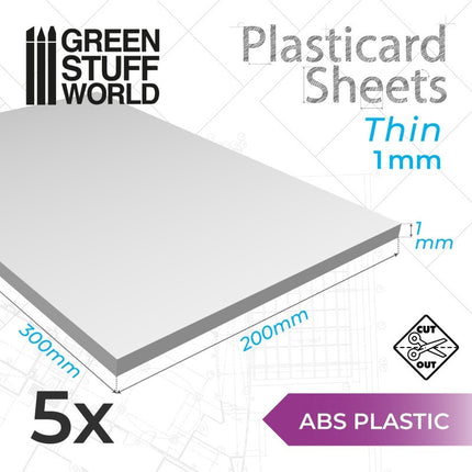 ABS Plasticard A4 - 1 mm x5 sheets