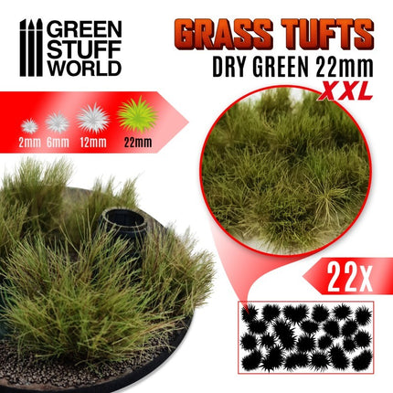 Droog groene tufts XXL - struikjes 22mm