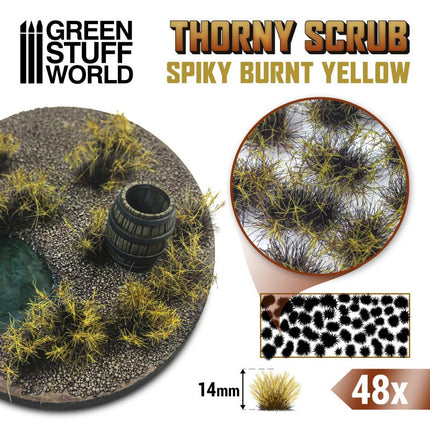 Thorny spikey scrub tufts burnt yellow